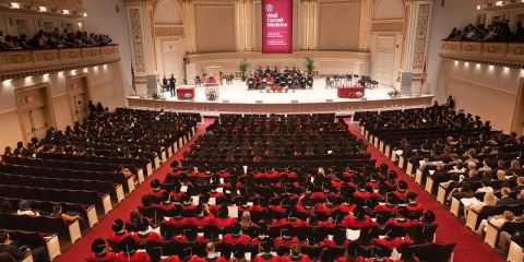 The filled auditorium at Carnegie Hall during Commencement 2025.