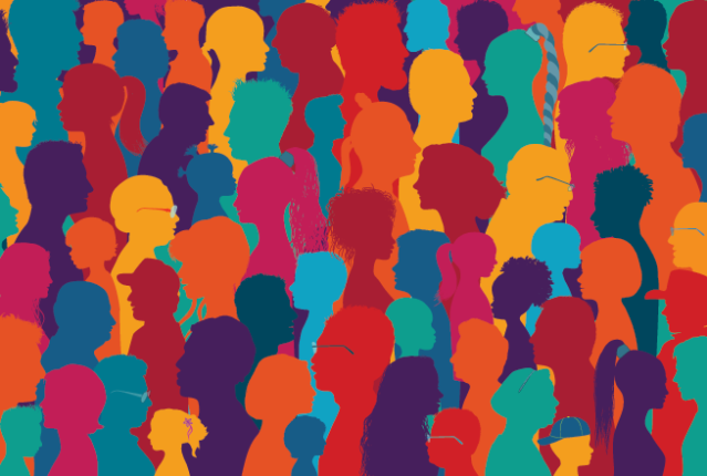 colorful vector image of a group of different people