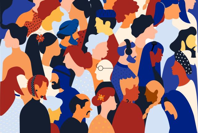 illustration of diverse people in a crowd